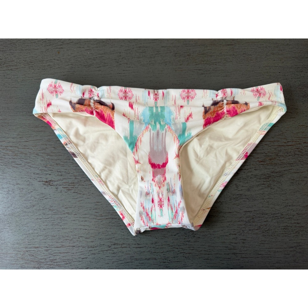L Space Ikat Print Bikini Bottoms Full Cut Pink Turquoise XS NWOT
